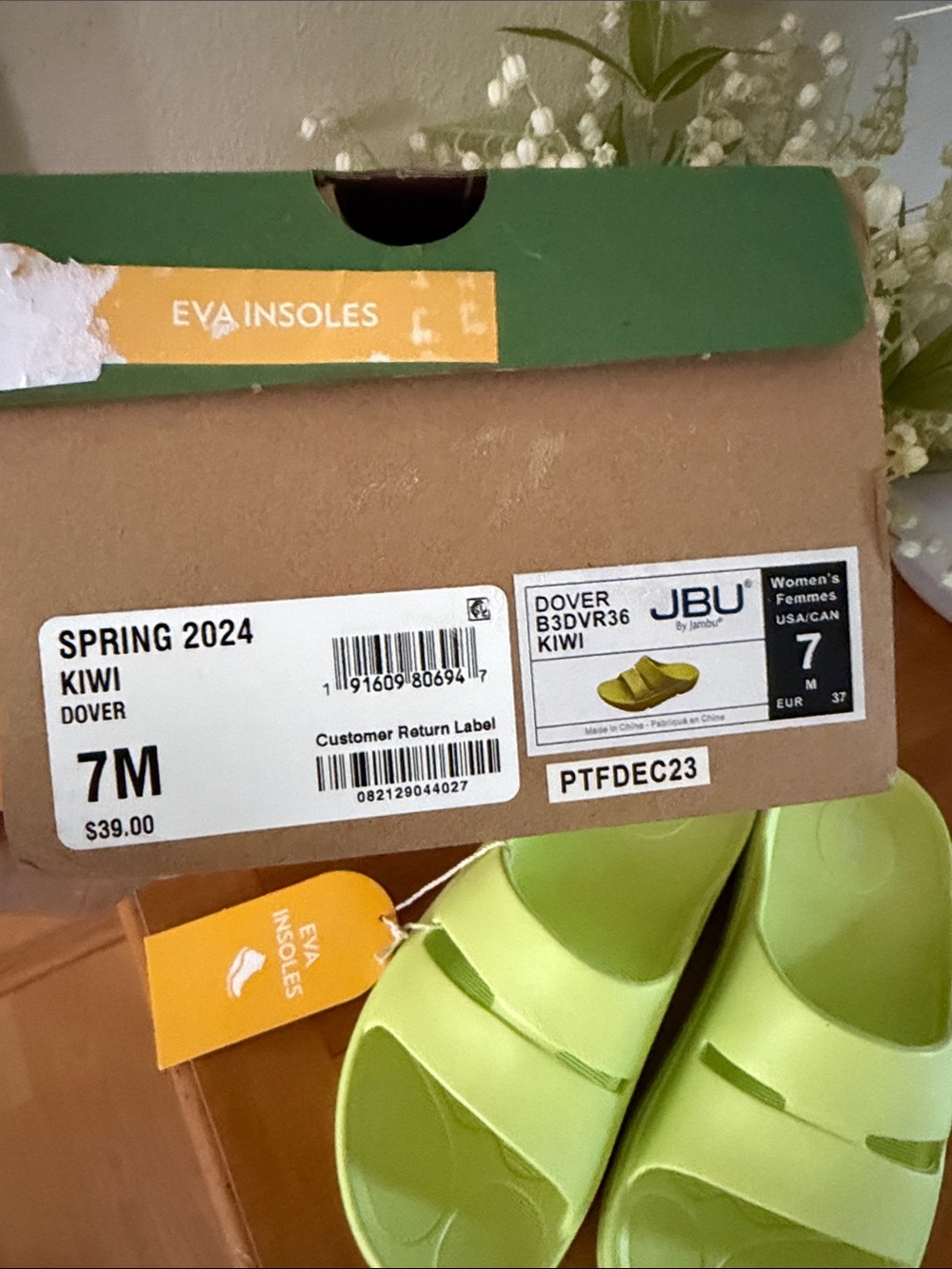 JBU Women's Lime Slide Sandals in Bright Lime - Picture 10 of 10